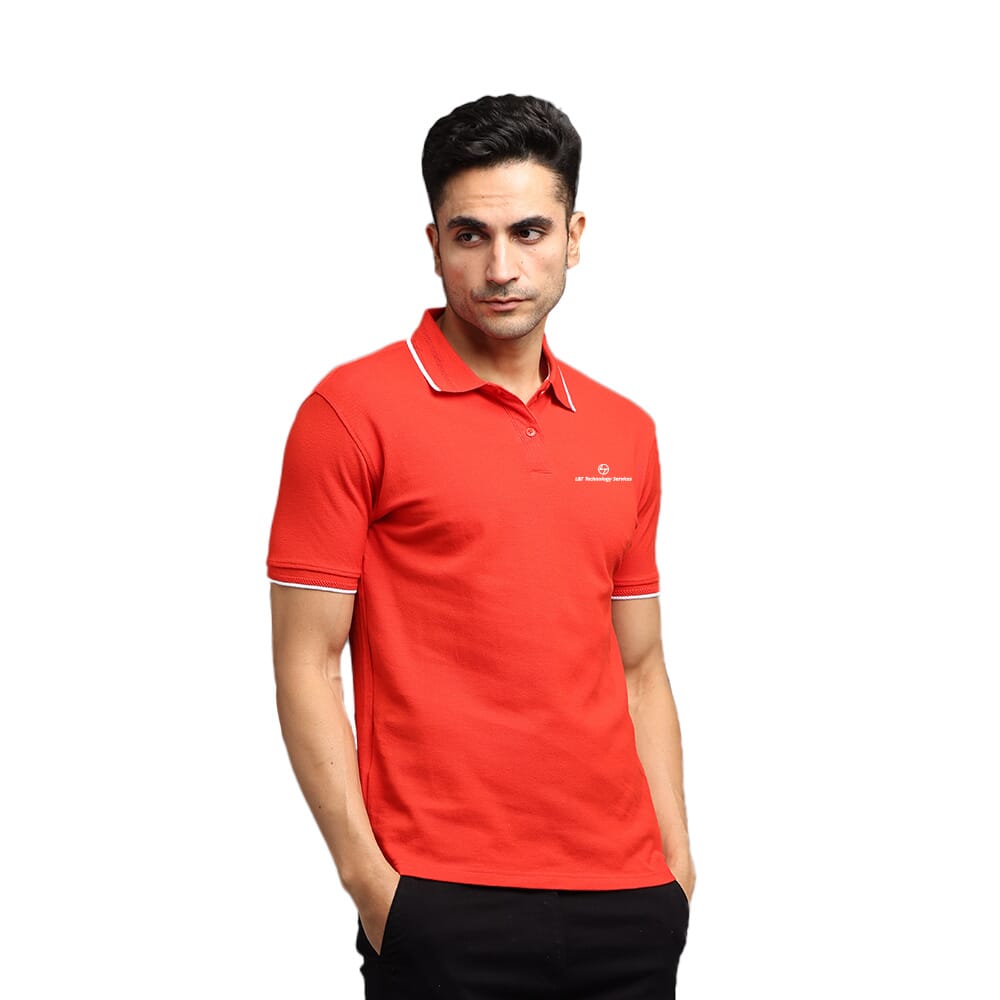 Greys & Blues Pima Polo T-Shirt - Red With White Tipping